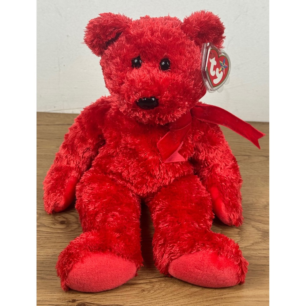 Ty Beanie Buddy Sizzle 2001 Signature Bear Plush Red 14" Collectible Toy